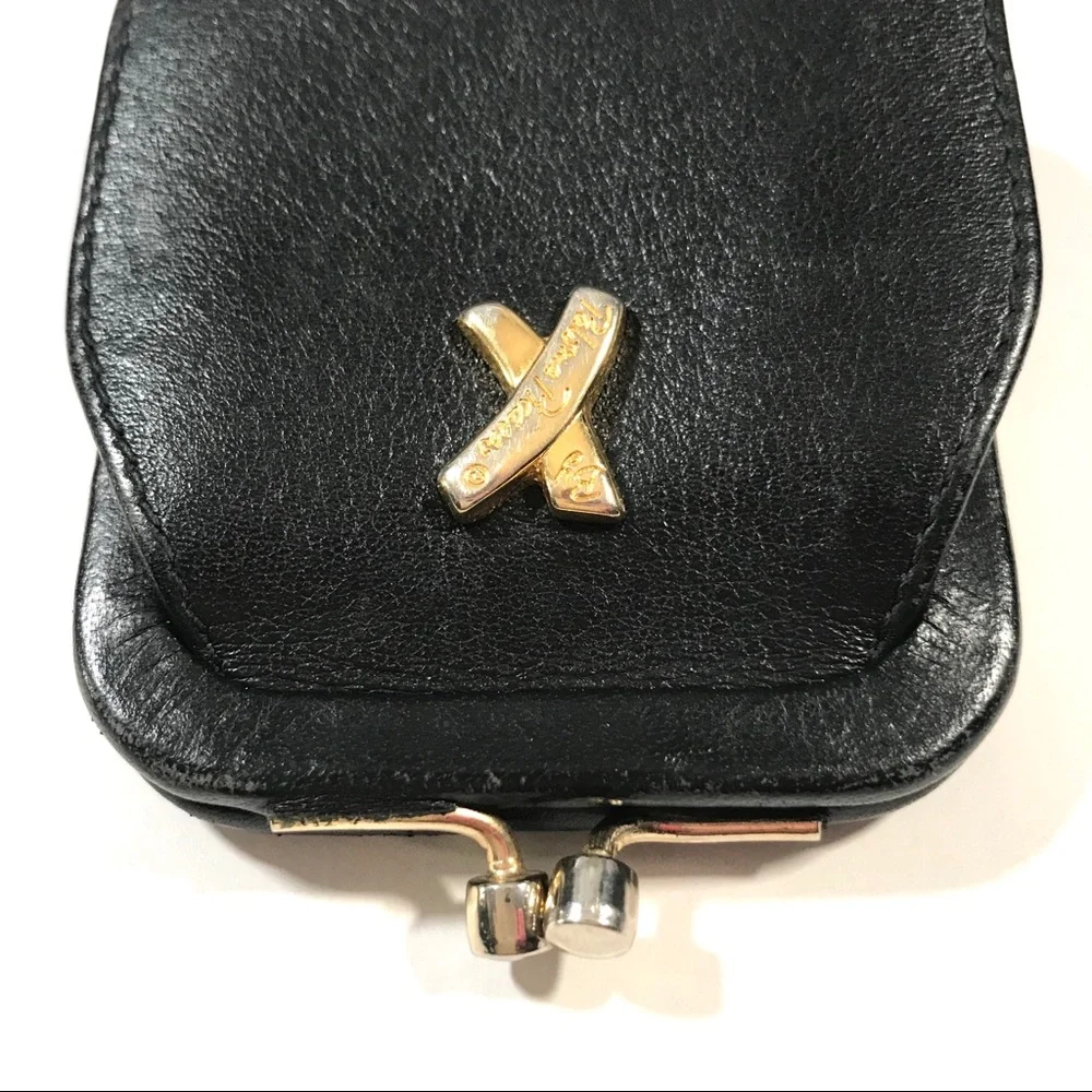 Paloma Picasso Leather Kiss Lock Coin Purse Italy